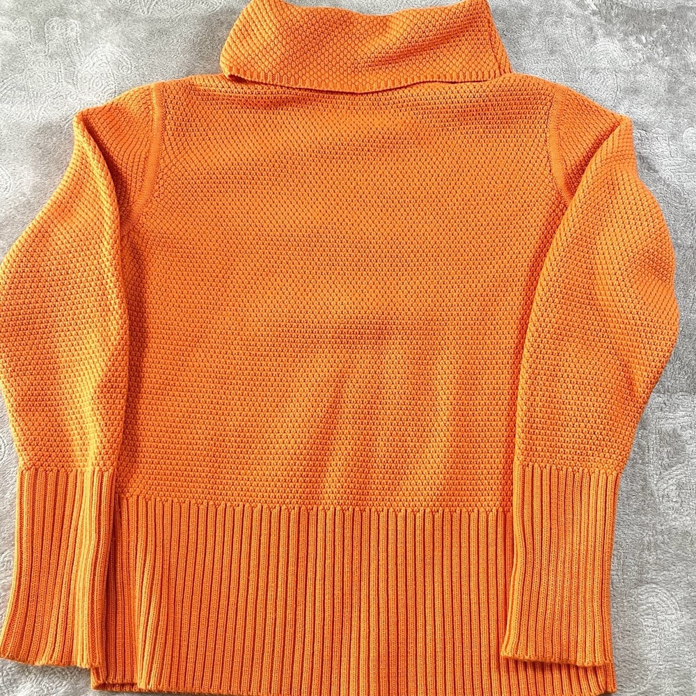 Vintage Chunky knit Pure Virgin Wool Turtleneck Orange Women's 12 - Picture 7 of 9